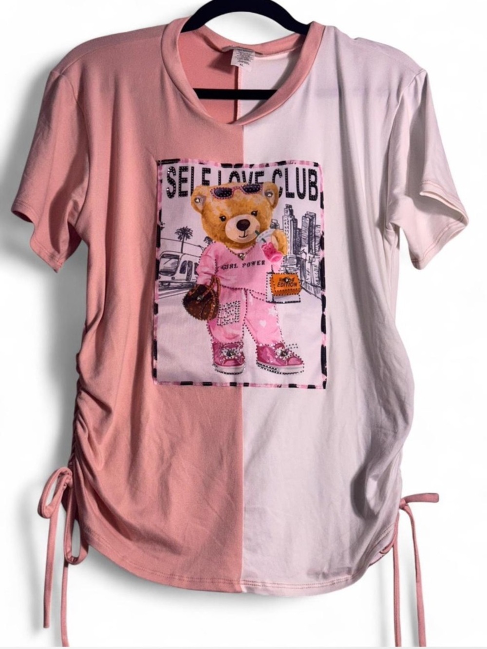 Pink & Light Pink Teddy Bling Graphic Tee